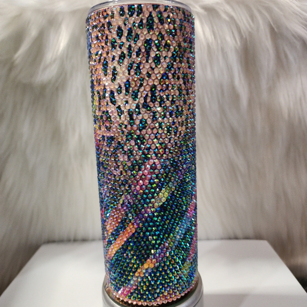 BRAND NEW DOUBLE WALL STAINLESS STEEL RHINESTONE TUMBLER 20OZ